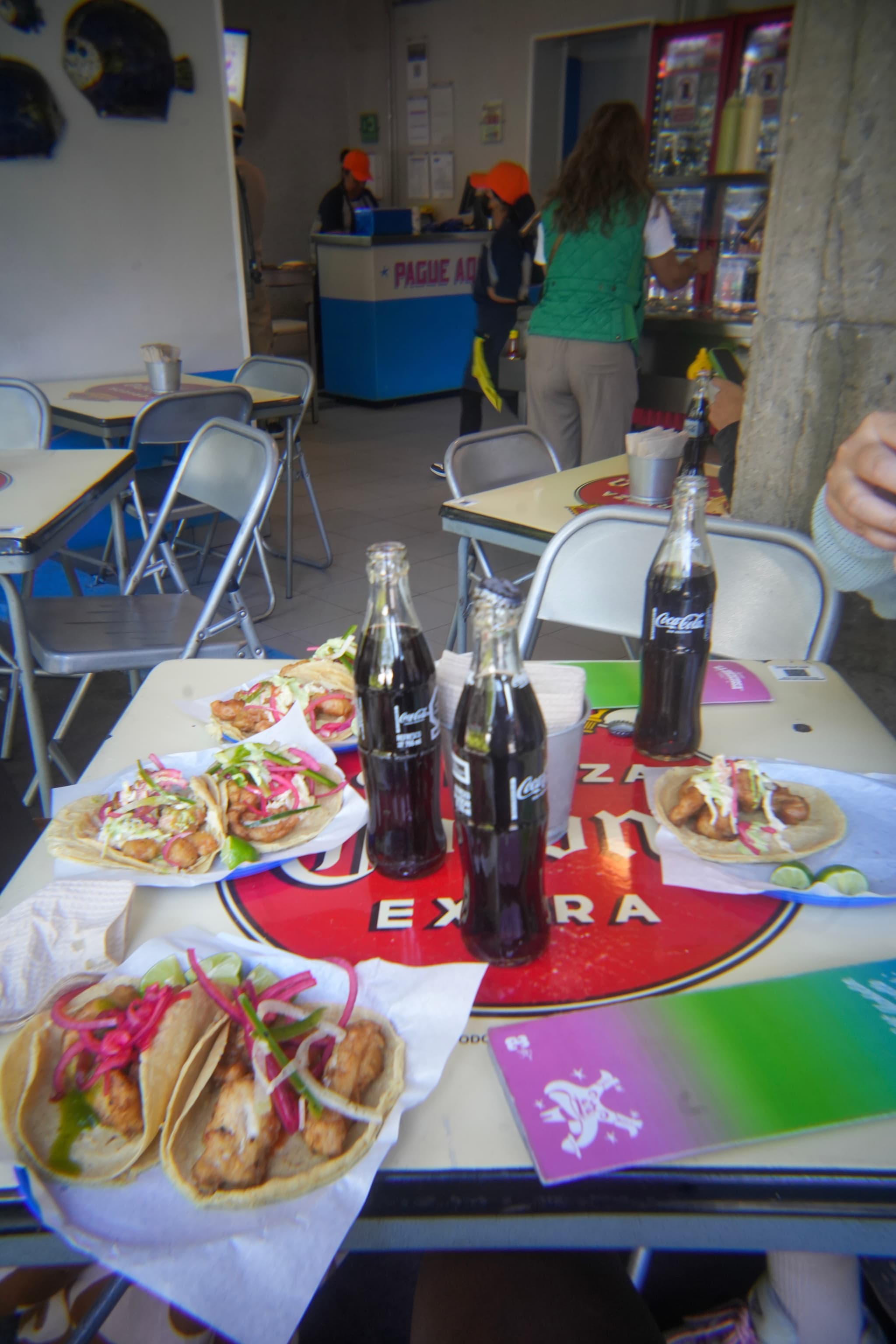 tacos y coca sin azucar